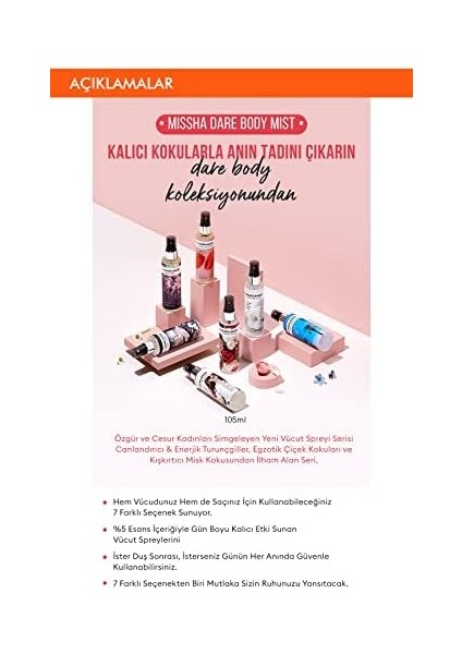 Mıssha Yoğun Esanslı Kalıcı Saç&vücut Spreyi 105ML Dare Body Mist (Santa Monica Beach) fiyatları