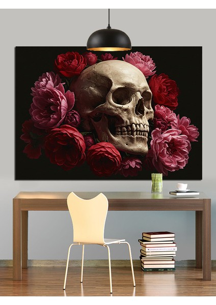 Güller ve Kurukafa Dekoratif Kanvas - Mdf Ahşap Tablo fiyatları