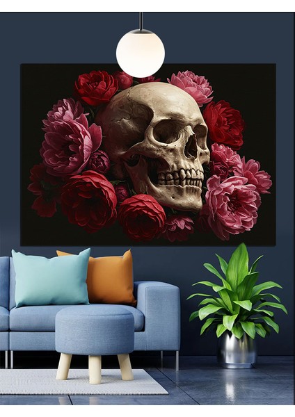 Güller ve Kurukafa Dekoratif Kanvas - Mdf Ahşap Tablo modelleri