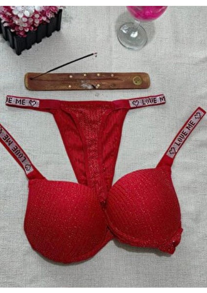 Destekli Taşlı Sütyen Takımı