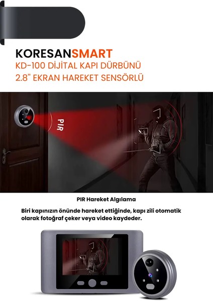 KD-100 Dijital Kapı Dürbünü 2.8” Ekran Hareket Sensörlü fiyatları