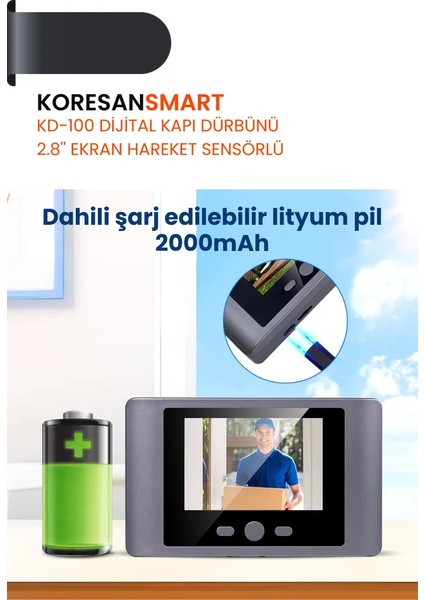 KD-100 Dijital Kapı Dürbünü 2.8” Ekran Hareket Sensörlü fırsatları