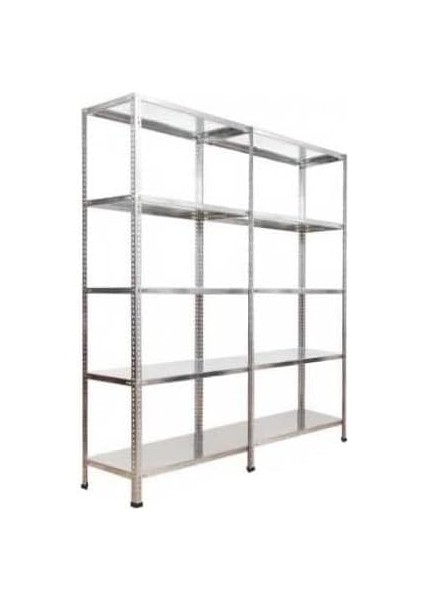 5 Katlı Duble 2 Li Galvaniz Çelik Raf Arşiv Depo Kiler Rafı 43X186X200