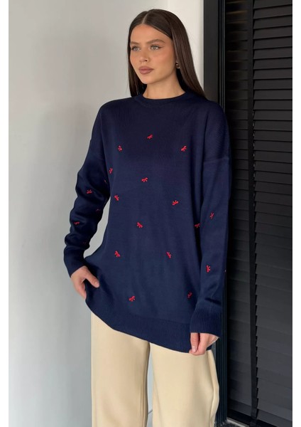 Kadın Kurdele Nakışlı Triko Kazak (M-L-Xl Uyumludur) P-00018883 fiyatları