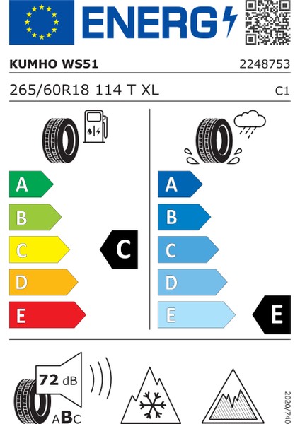 265/60R18 114T Wintercraft WS51 Suv Suv Kış Lastiği (Üretim TARIHI:2025) fiyatları
