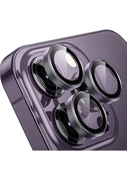 14 Pro Max/14 Pro Ile Uyumlu Cmcov Kamera Lens Koruyucu Kolay Tak Çıkar Ergonomik Ince Tasarım Kırılma ve Çizilme Önleyici Derin Mor
