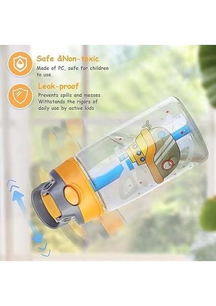 Çocuk Su Şişesi, 480ML Flip Pipetli Çocuk Içme Suyu Şişesi, Sızdırmaz Çocuk Su Şişesi, Taşıma Saplı ve Kolay Düğmeli Bpa Içermeyen Su Şişesi, Okul ve Spor Için (Cruise Ship) fırsatları