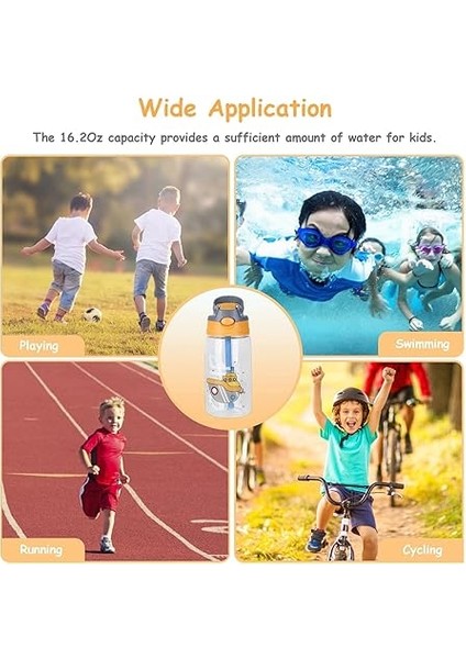 Çocuk Su Şişesi, 480ML Flip Pipetli Çocuk Içme Suyu Şişesi, Sızdırmaz Çocuk Su Şişesi, Taşıma Saplı ve Kolay Düğmeli Bpa Içermeyen Su Şişesi, Okul ve Spor Için (Cruise Ship) indirimleri