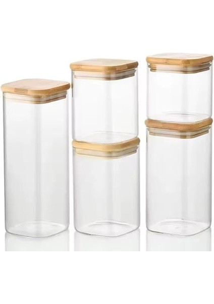Home 2'li Vakum Kapaklı Borosilikat Cam Saklama Kabı Seti – Mini Boy, Hava Geçirmez, Gıda Saklama Için Ideal-Baharat,kahve,şeker-Mini Baharatlık (Bambu Kare, 150 Ml) modelleri