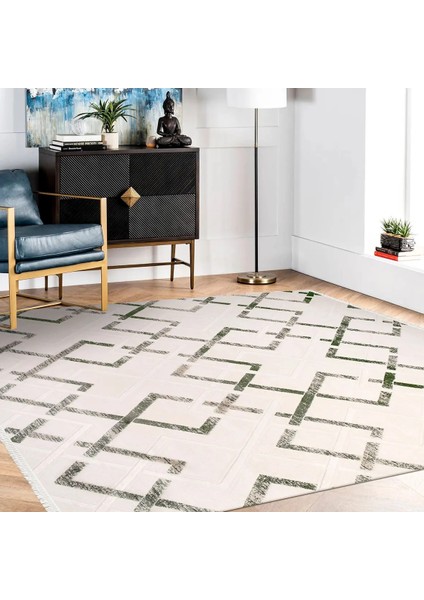 Teruel Modern Bej Viskon ve Akrilik Pamuk Tabanlı Makine Halısı indirimleri