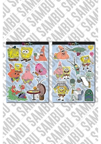 Major Selection Sünger Bob Temalı Sticker Etiket Seti - Sponge Bob Sticker - Laptop Notebook Telefon fiyatları