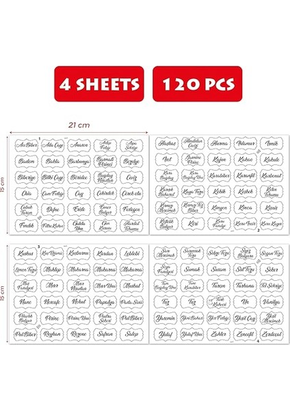 Baharatlık Etiketleri - Kendinden Yapışkanlı - 120 Adet Çıkartma Baharat Etiketleri - Suya Dayanıklı - Beyaz Baharat Kutuları Etiketleri modelleri