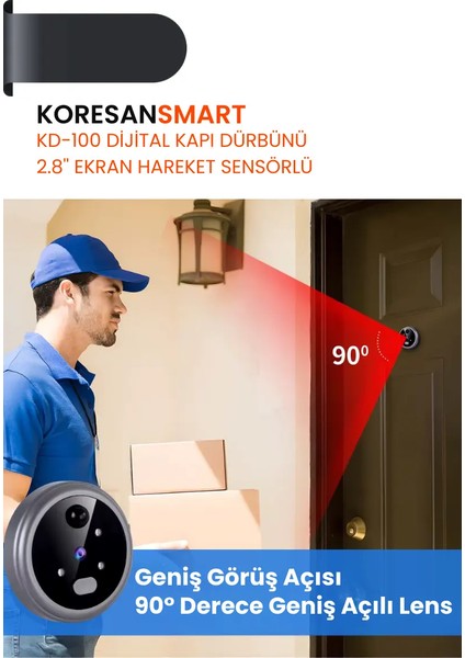 KD-100 Dijital Kapı Dürbünü 2.8” Ekran Hareket Sensörlü