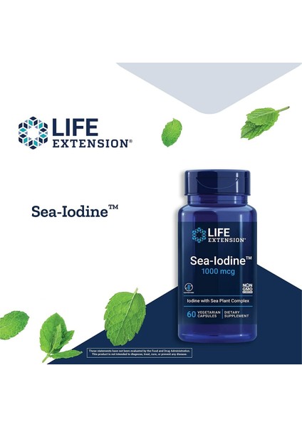 Extension Sea-Iodine Iyot Organic Kelp Greens & Superfoods 1,000 Mcg 60 Vegetarian Caps