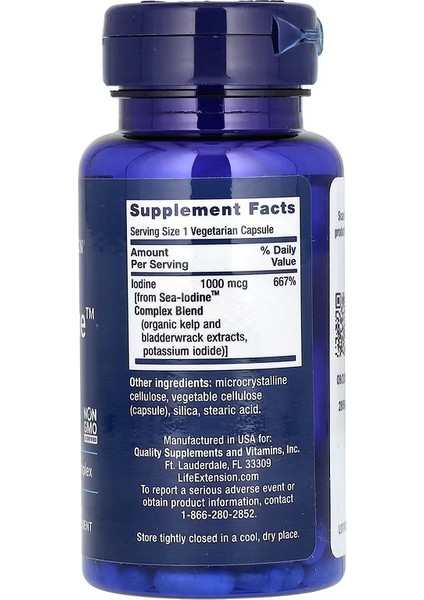 Extension Sea-Iodine Iyot Organic Kelp Greens & Superfoods 1,000 Mcg 60 Vegetarian Caps fiyatları