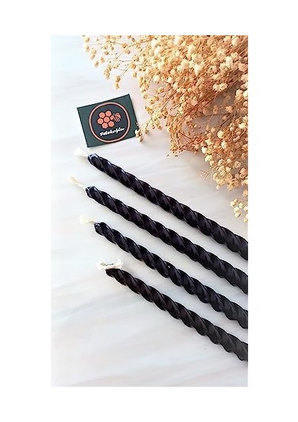 (4 Adet 27.5cm) Mum Konik Şamdan Mumu Petek Mum Dekoratif Kırılmaz Akmaz Mum Bal Mumu Beeswax Candle (Siyah) modelleri