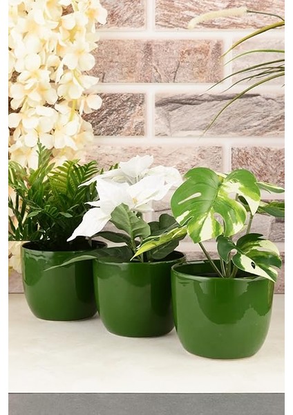 Karmen Seramik Saksı 12 cm 3'lü Yeşil fiyatları