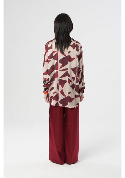 Kadın Desenli Çizgi Detaylı Oversize Gömlek indirimleri