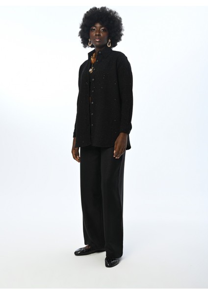 Kadın Sim Detaylı Oversize Kesim Gömlek fırsatları