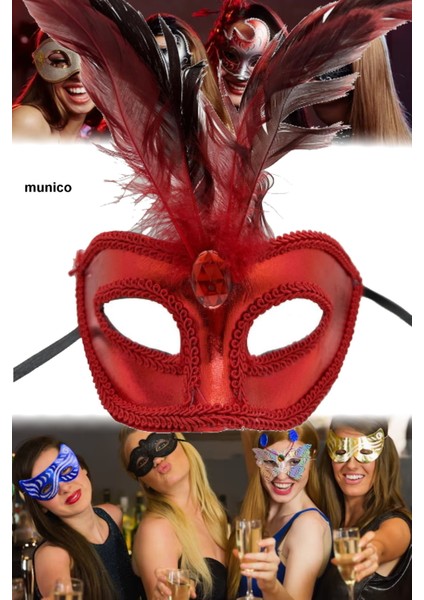 2 Adet Kırmızı Rugan Parti Maskesi – Tüylü, Lastikli Hallowen Maskeli Balo ve Kostüm Aksesuarı indirimleri