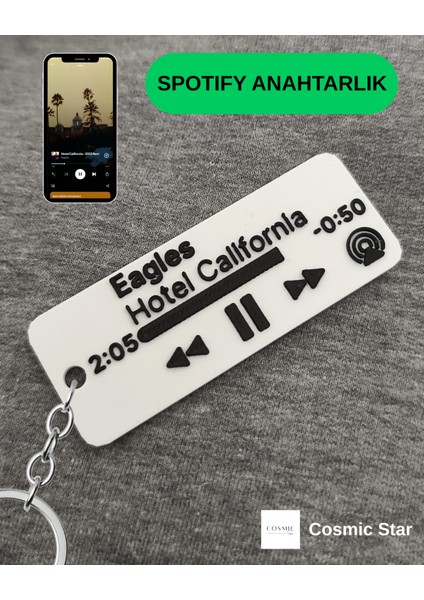 Özel Tasarım Spotify Şarkı Müzik Temalı Barkodlu Anahtarlık