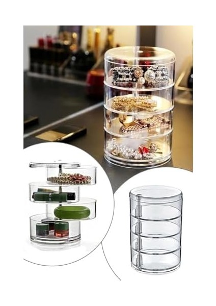 Arsimo Dönebilen 4 Katlı Silindir Takı ve Makyaj Düzenleyici, 17,9 x 13,1 x 12 cm fiyatları