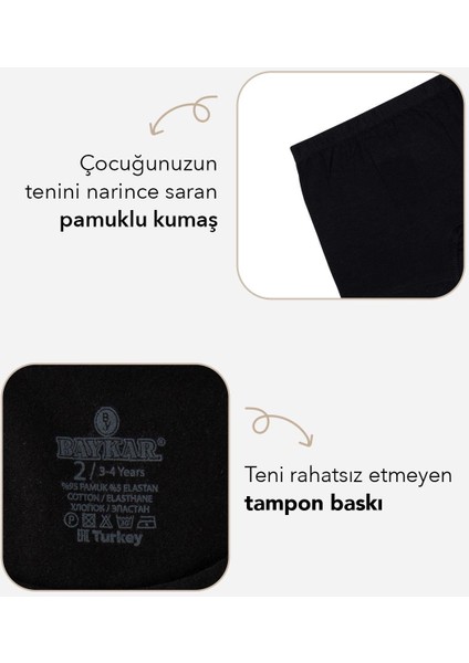 Erkek Çocuk Pamuklu Havlu Bel Düz Klasik Boxer 2'li Paket 3190 Siyah fırsatları