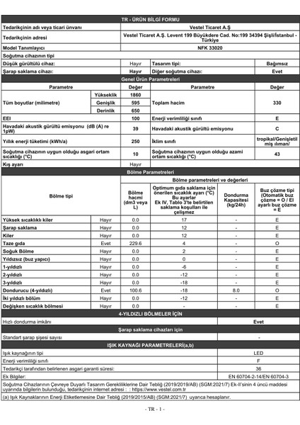 Nfk 33020 330 Lt No Frost Kombi Buzdolabı