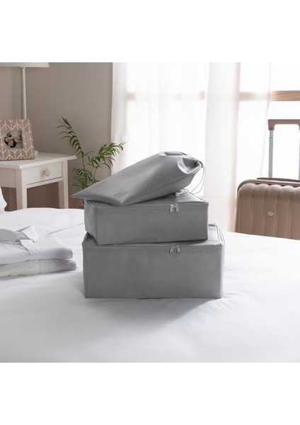 Textile 3&apos;lü Gri Renk Bavul Içi Düzenleyici Set fiyatları
