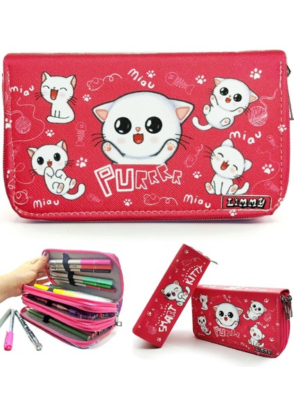 Kutusu Beyaz Kedi Organizer Vegan Deri Üç Bölmeli