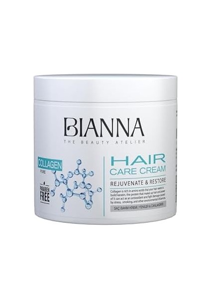 Bianna Saç Kremi Collagen Canlandıran ve Güneşten Koruyan Saç Bakım Kremi - 500ML