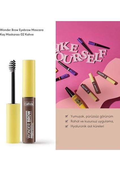Callista Wonder Brow Eyebrow Mascara Kaş Maskarası 02 Brown, Kahverengi fiyatları