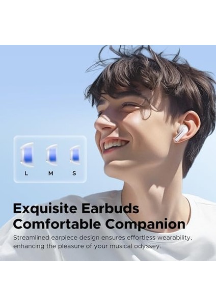 Clear Beyaz Kulaklık, Kablosuz Kulak Içi Kulaklık, 5.3, 40 Saat Oynatma Süresi, 12 mm Sürücü ve Enc&apos;li Çift Mikrofon, Net Aramalar, Oyun Modu, Uygulama Kontrolü modelleri