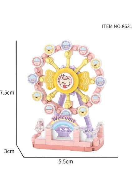 Hareket Eden Lunapark Serisi Mikro Bloklar - Dönme Dolap 140 Parça 10+ Yaş - Lunapark Maketi modelleri