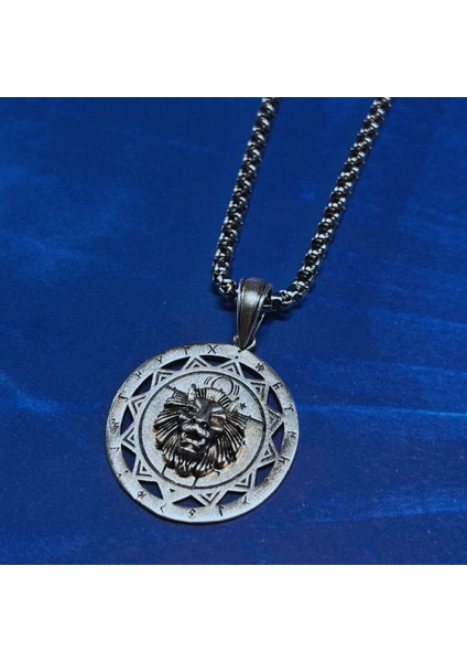 Aslan Figürlü El Işçiliği 925 Ayar Gümüş Erkek Kolye