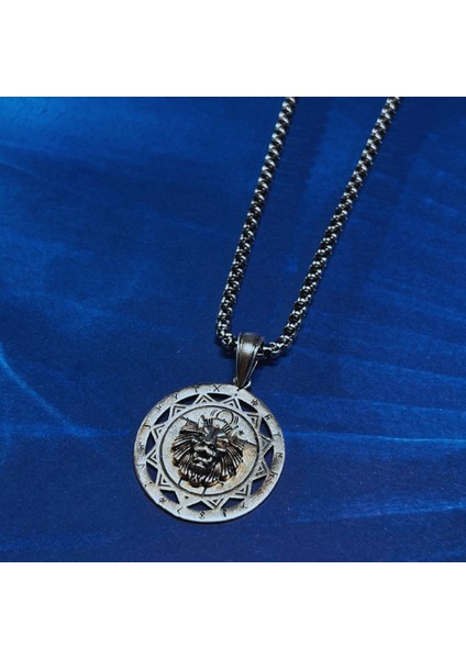 Aslan Figürlü El Işçiliği 925 Ayar Gümüş Erkek Kolye fiyatları