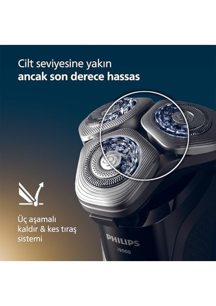 Philips I9000 Skinıq Islak ve Kuru Tıraş Makinesi, 360° Hassas Başlıklar, Yapay Zeka Destekli, Temizleme Ünitesi ve Seyahat Çantası Hediyeli, X9002/30