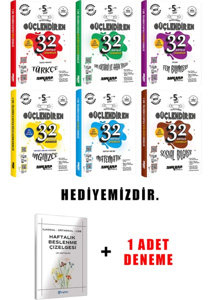 5.sınıf Güçlendiren 32 Haftalık Deneme 6'li Set (Güncel Marif Model) modelleri