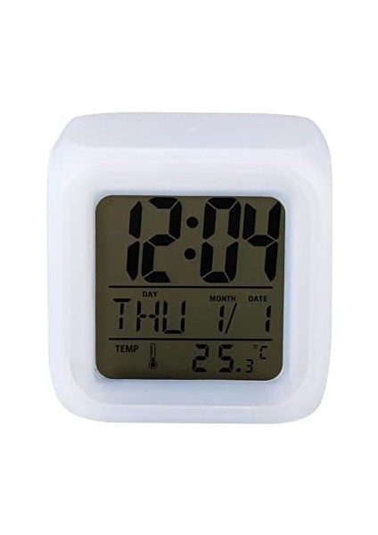 7 Renk Değiştiren Gece Lambası Masa Saati Alarm Termometre Özellikli Yeni Nesil Akıllı Masa Saati fiyatları