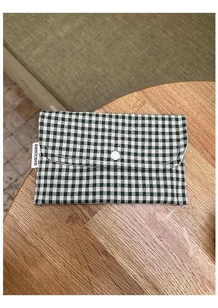 Keten Yıkanabilir Çıtçıt Detaylı Kadınlar Için Ped Çantası,mini Kozmetik Makyaj Çantası,ped Kesesi,cüzdan,kartlık (Koyu Yeşil) modelleri