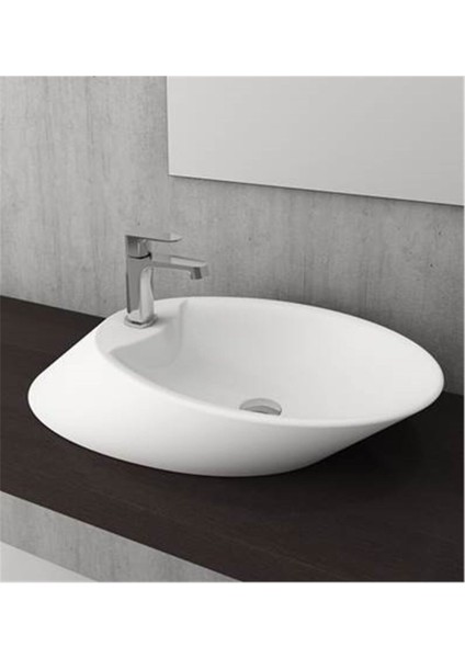 1021-002-0126 Milano Batarya Delikli Çanak Lavabo Mat Beyaz
