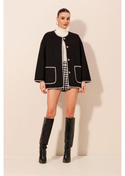 Kadın Bdart Çoban Dikişli Cepli Pamuklu Ceket Siyah fiyatları