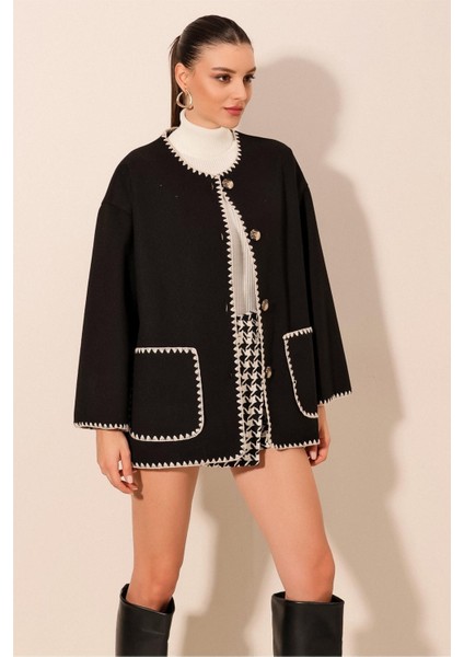 Kadın Bdart Çoban Dikişli Cepli Pamuklu Ceket Siyah modelleri