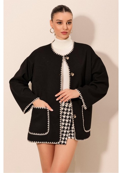 Kadın Bdart Çoban Dikişli Cepli Pamuklu Ceket Siyah indirimleri