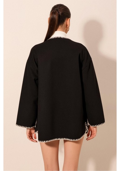 Kadın Bdart Çoban Dikişli Cepli Pamuklu Ceket Siyah