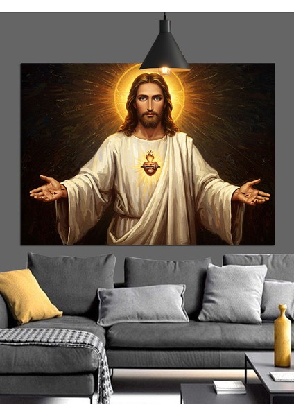 Açık Kollu Isa Portresi Dekoratif Kanvas - Mdf Ahşap Tablo modelleri