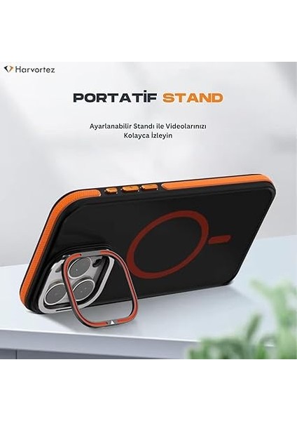 iPhone 14 Pro Max Kılıf Magsafe Uyumlu, Güçlü Manyetik Cep Telefon Kılıfı, Metal Standlı, Mat Darbe Emici Kapak, Alüminyum Tuşlar ve Kaydırmaz Yan Şeritlerli Phone Case - Siyah fiyatları