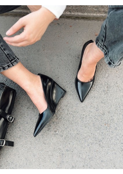 Mariel Dolgu Topuklu Stiletto Siyah Mat Deri fırsatları
