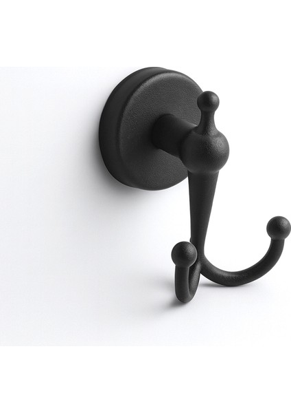 Dolce Mat Siyah Ikili Askılık Vidalı Paslanmaz Metal Duvar Askısı Banyo ve Mutfak Için