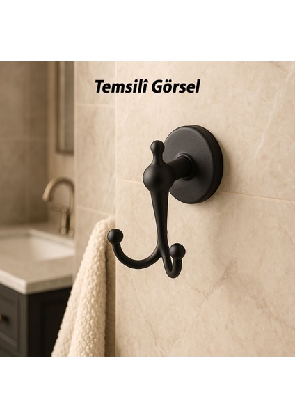 Dolce Mat Siyah Ikili Askılık Vidalı Paslanmaz Metal Duvar Askısı Banyo ve Mutfak Için fırsatları